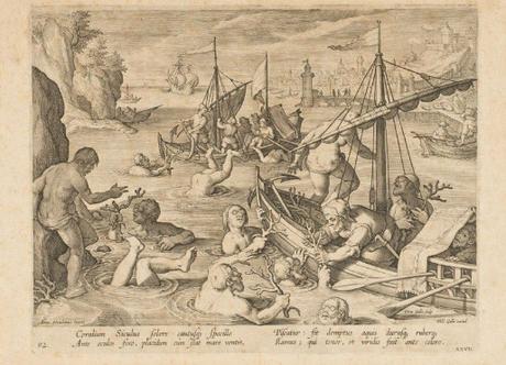 La pêche au corail, Par Philippe Galle D'après Jan van der Straet, dit Stradanus La pêche au corail, Par Philippe Galle D'après Jan van der Straet, dit Stradanus