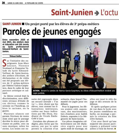 Atelier d'écriture et d'éducation à l'image à Saint-Junien Atelier d'écriture et d'éducation à l'image à Saint-Junien