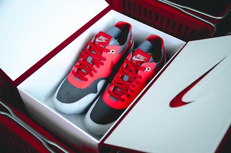 La CLOT x Nike Air Max 1 K.O.D. Solar Red se dévoile en détail