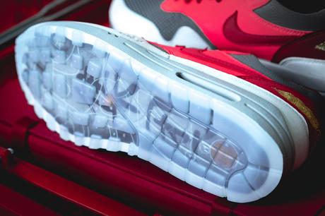 La CLOT x Nike Air Max 1 K.O.D. Solar Red se dévoile en détail