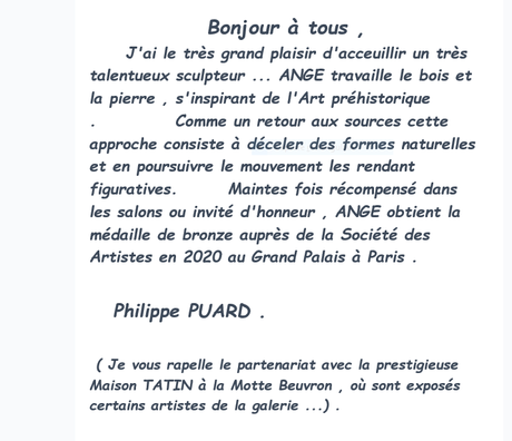 Galerie « l ‘Art en tête » en Sologne exposition  » ANGE » La Ferté Imbault