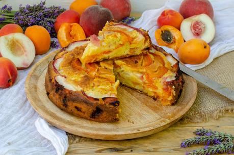 Gâteau fondant pêches abricots