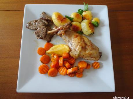 Cuisse de lapin à l'étouffée, carottes, romarin et citron
