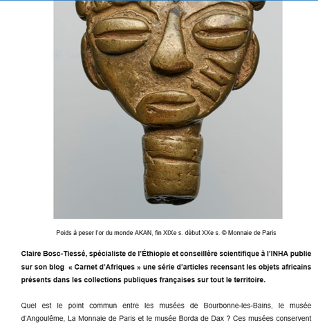 I N HA « Afrique en musée » une série d’articles qui identifie et retrace l’histoire d’objets africains dans les collections publiques françaises