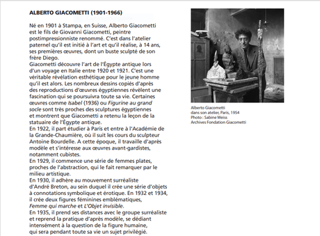 Institut Giacometti « Giacometti et l’Egypte antique …. jusqu’au 10/10/2021 Institut Giacometti « Giacometti et l’Egypte antique …. jusqu’au 10/10/2021