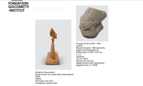 Institut Giacometti « Giacometti et l’Egypte antique …. jusqu’au 10/10/2021