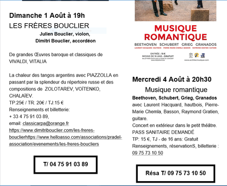 Centre d’Art Yvon MORIN (Drôme Provençale)  des concerts en Août et une exposition…