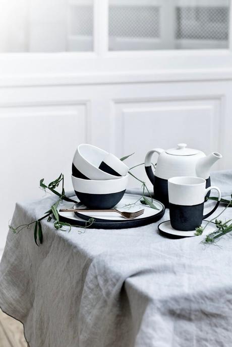 tasse mug bol bicolore noir blanc mat traditionnel