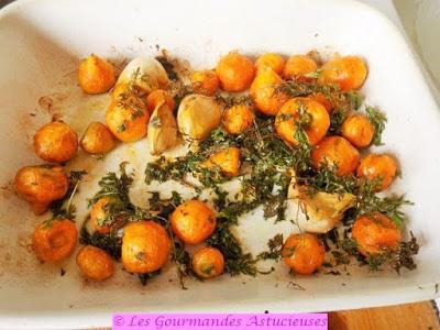 Pommes de terre nouvelles, carottes, ail-éléphant et origan (Vegan)