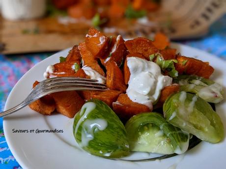 Patate douce rôtie, sauce à la citronnelle d'Ottolenghi.
