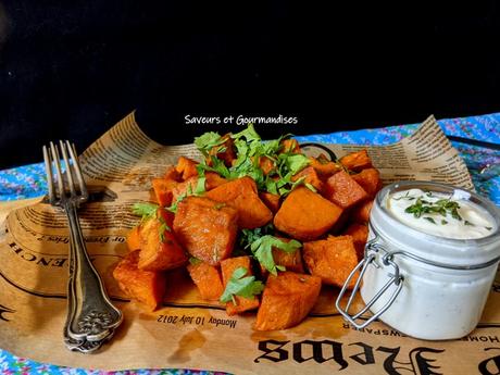 Patate douce rôtie, sauce à la citronnelle d'Ottolenghi.