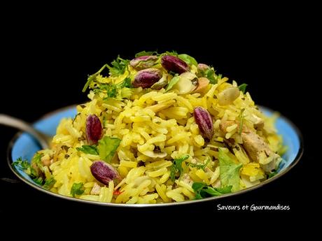 Poulet au riz pilaf safrané. Poulet au riz pilaf safrané.