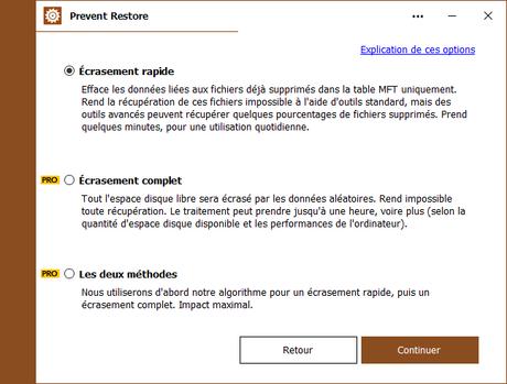 Prevent Restore empêche la récupération des fichiers déjà supprimés Prevent Restore empêche la récupération des fichiers déjà supprimés