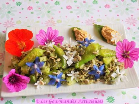 Riz en salade aux cyclanthères et aux concombres (Vegan)