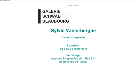 Galerie Schwab Beaubourg ( exposition Sylvie Vanlerberghe -Instants suspendus- 8/25 Septembre 2021
