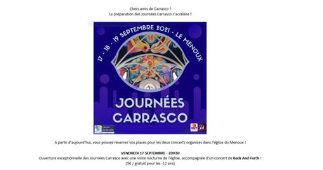 Les journées CARRASCO (concerts) 17/18/19 Septembre 2021 (Le Menoux)