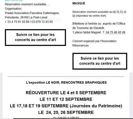 Centre d’Art Yvon Morin -de la musique et une exposition.( Drôme Provençale) -Le Poet-Laval