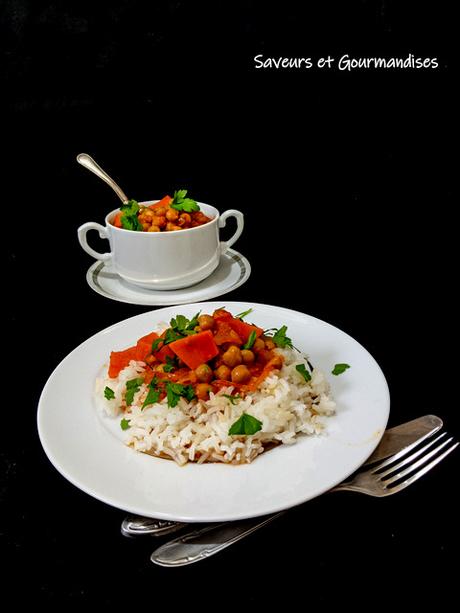 Curry de patates douces aux pois chiches.
