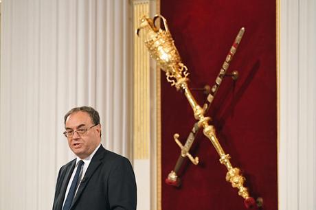 Le gouverneur de la Banque d'Angleterre, Andrew Bailey, s'exprimant lors de l'adresse des services financiers et professionnels, anciennement connue sous le nom de dîner des banquiers, à Mansion House dans la ville de Londres.  Date de la photo : jeudi 1er juillet 2021.