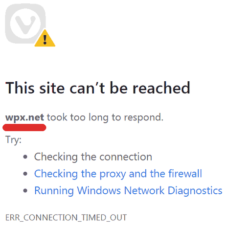 Hébergement WPX indisponible