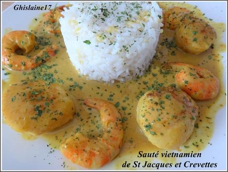 Sauté vietnamien de St Jacques et crevettes