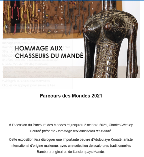 Parcours des Mondes 2021 – Galerie Charles-Wesley Hourdé « Hommage aux chasseurs du Mandé »