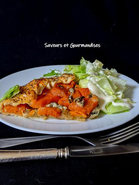 Tarte feuilletée de patates douces au Bleu.