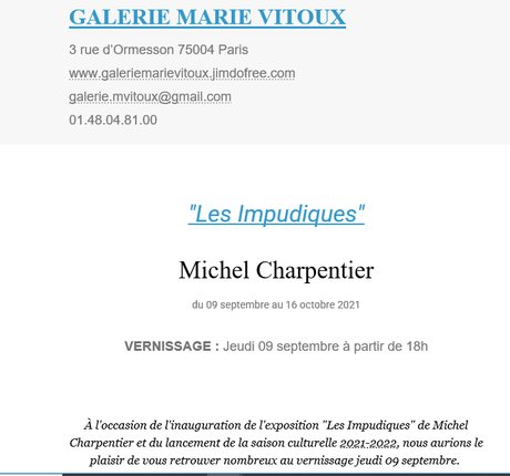 Galerie Marie Vitoux « Les Impudiques » Michel Charpentier