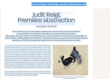 Galerie Dina Vierny -Galerie Laurentin -exposition JUDIT REIGL