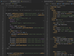 Capture d'écran du code HTML et JavaScript