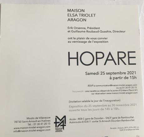 Maison Elsa Triolet Aragon- exposition » Hopare  » à partir du 25 Septembre 2021