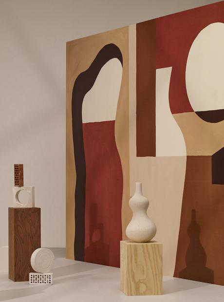 Asteré du pinceau de l’artiste au papier peint Asteré papier-peint artiste Garance Vallée rouge orange déco nude
