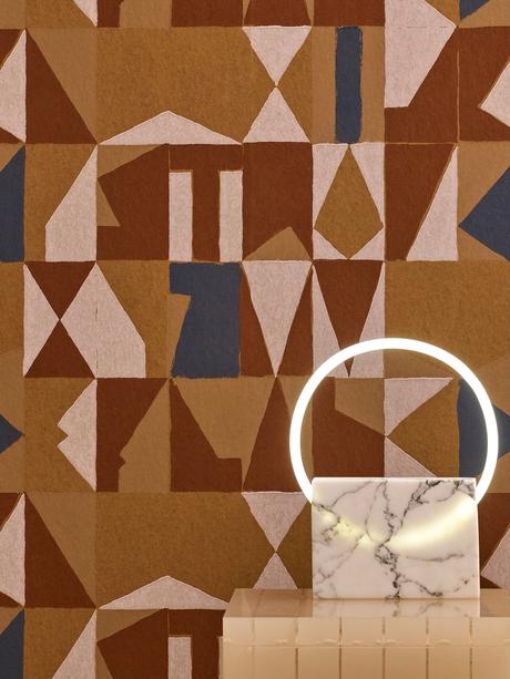 Asteré du pinceau de l’artiste au papier peint Francois Mascarello décor mural bronze déco motif abstrait
