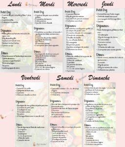 Menu d’une semaine léger et brûle graisse