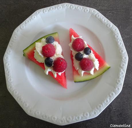 Pastèque aux myrtilles et framboises