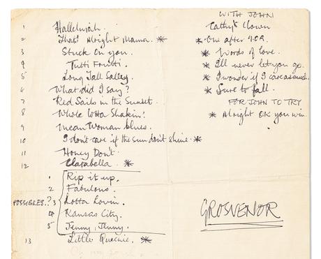 De belles set-lists des Beatles aux enchères De belles set-lists des Beatles aux enchères