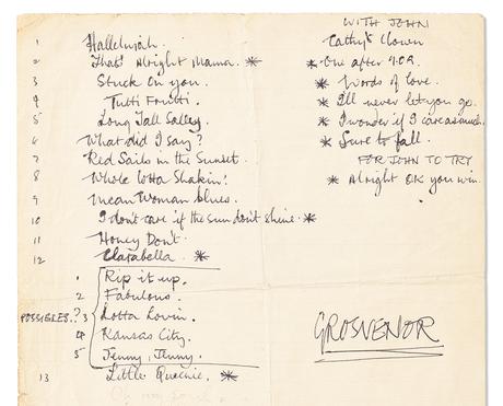 De belles set-lists des Beatles aux enchères