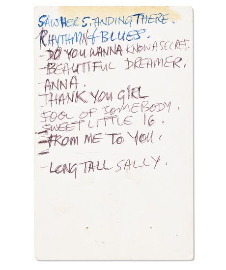 De belles set-lists des Beatles aux enchères De belles set-lists des Beatles aux enchères
