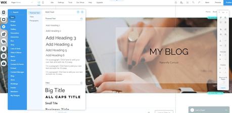 WordPress contre Wix contre Squarespace L'interface d'édition du site Web de Wix