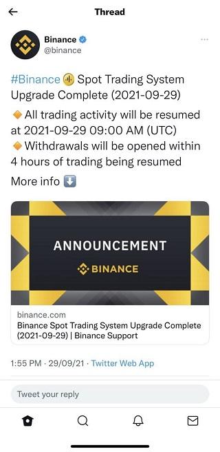 Binance-trading-activité-reprise
