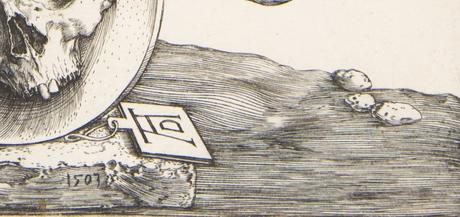 Durer 1503 Coat of Arms with a Skull MET detail monogramme
