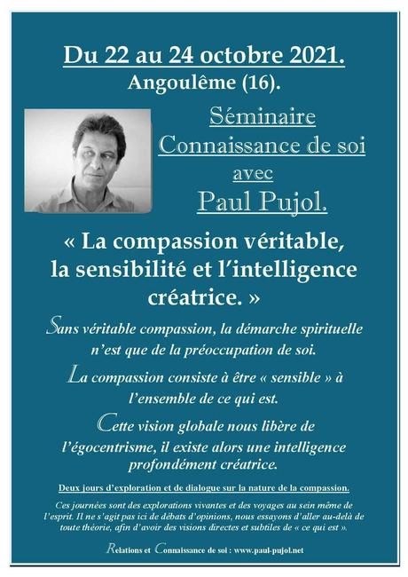22 au 24 octobre à Angoulême: Séminaire Connaissance de soi avec Paul Pujol