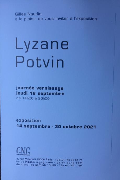 Galerie GNG  exposition Lyzane Potvin -jusqu’au 30 Octobre 2021
