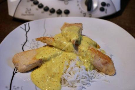 recette du jour: Aiguillettes de poulet, sauce curry et riz  au thermomix de Vorwerk