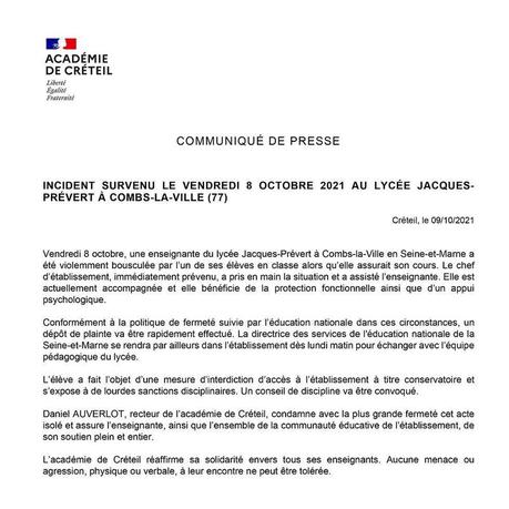 Violence contre une prof et vidéo dans les réseaux sociaux Violence contre une prof et vidéo dans les réseaux sociaux