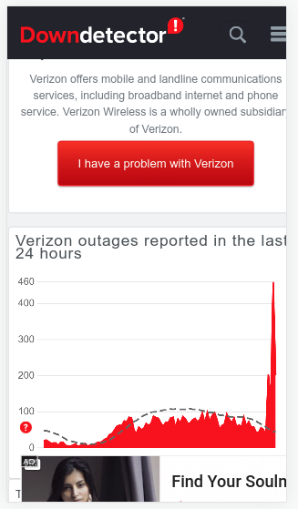 Verizon panne le 11 octobre