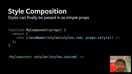 La solution Facebook CSS-in-JS Stylex présentée à React Finland 2021 Composition de style Stylex à travers des accessoires