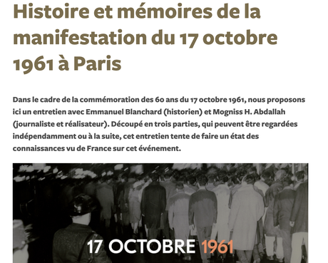 757_ IL Y A 60 ANS, LE 17 OCTOBRE 1961, MASSACRE DE CENTAINES D’ALGÉRIENS À PARIS