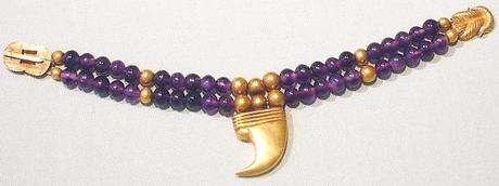 bracelet de cheville egyptien fait de perles d'améthystes