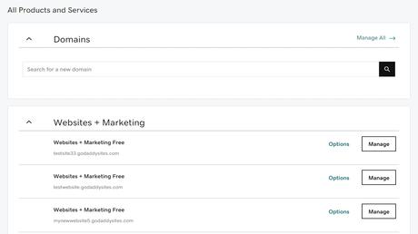 Bluehost contre GoDaddy | ITProPortal Tableau de bord de gestion GoDaddy